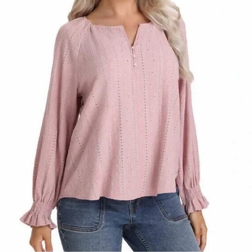 Frye Women's Pink Textured Blouse
